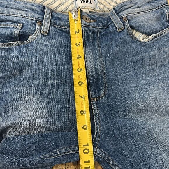 Paige Carter Slim Mid Rise Distressed Cotton Blend Blue Jeans Size 30 - Picture 11 of 11